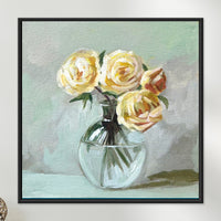 Quiet Roses | Yellow & White Rose Still Life Painting | Original Handmade Painting - Image 1