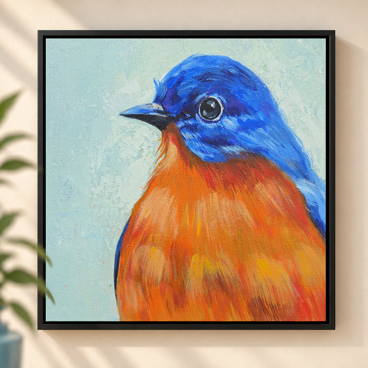 Bluebird's Branch | Small Bird Portrait Contemporary Painting