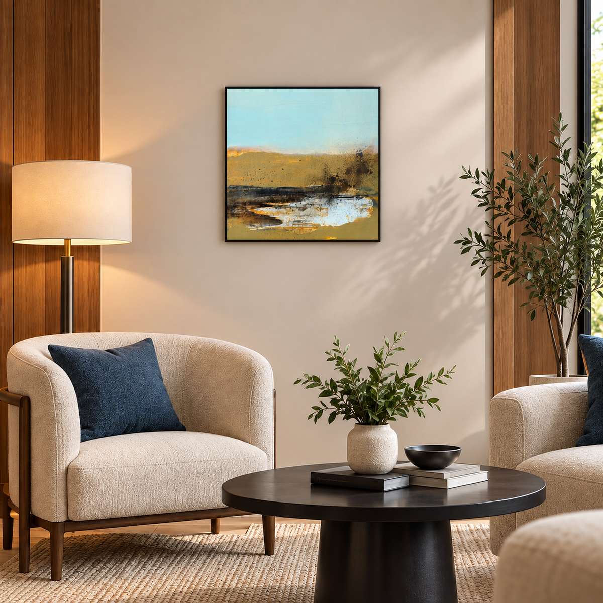 Desert Edge Abstraction | Landscape Abstract Painting, 18x18 Paintings by Sajaao