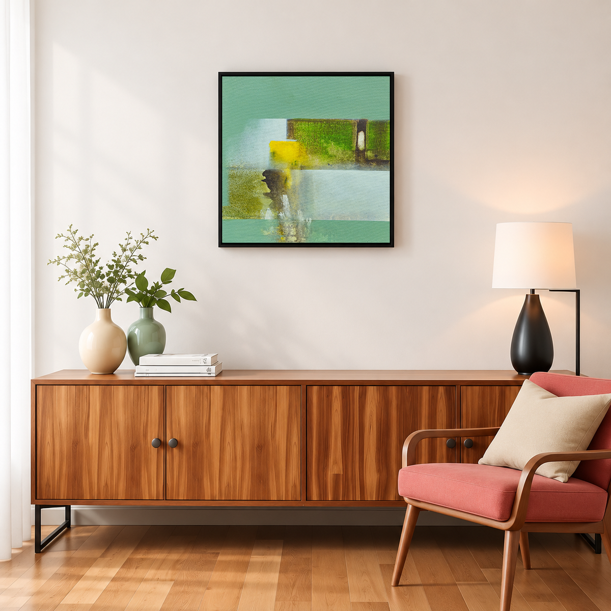 Field of Green and Gold II | Geometric Abstract Painting