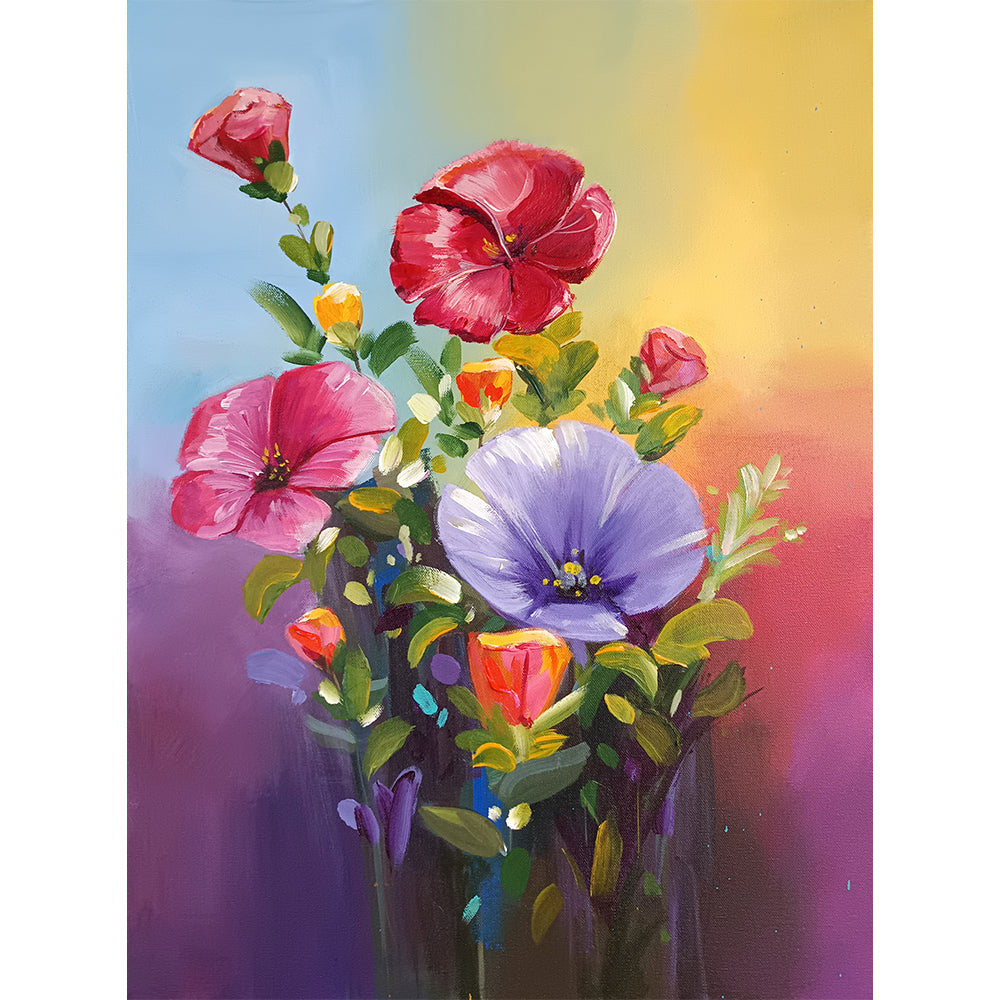 Garden of Light Floral Painting | Colorful Bouquet | Handmade Floral Masterpiece Canvas Painting