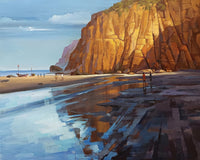 Moonlit Peaks | Minimal Landscape Delicately Rendered Painting - Image 1