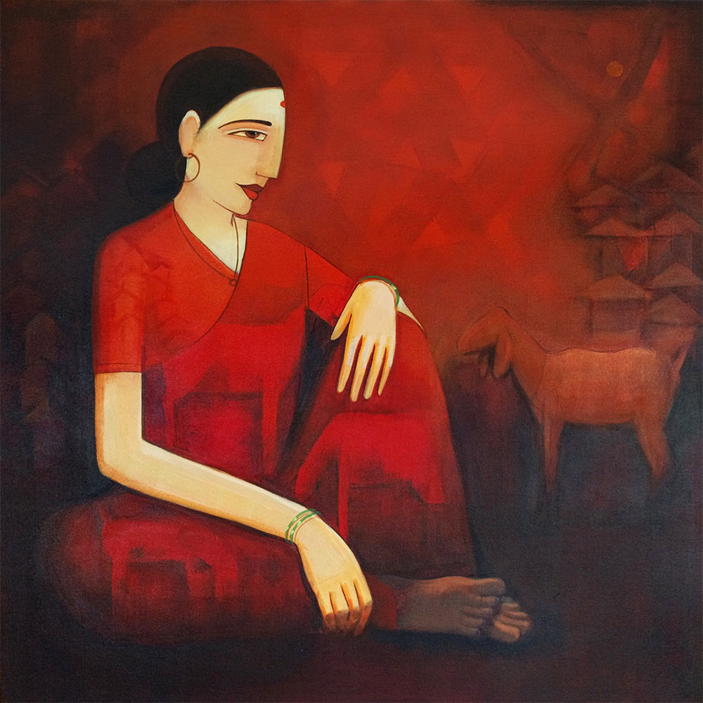 Lady With Red Sheep
