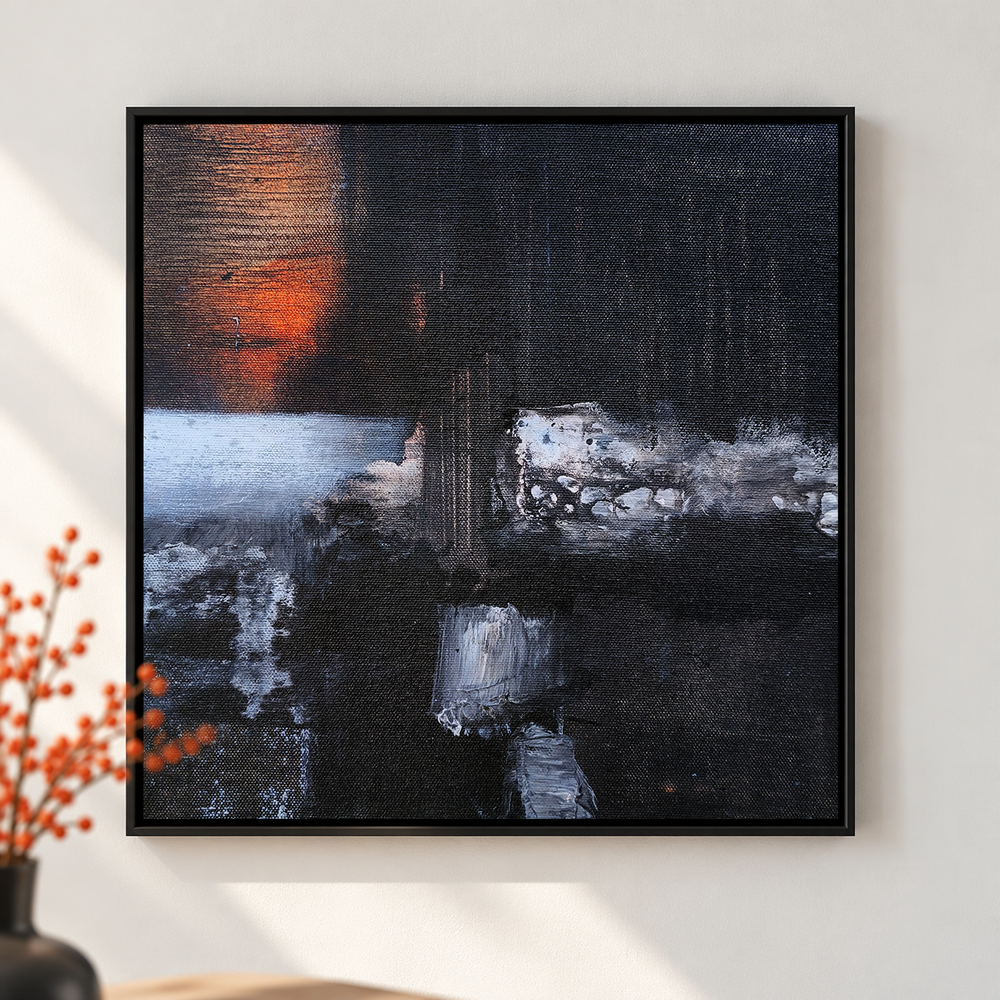 Charcoal Drift | Abstract Textured Painting for Living Room