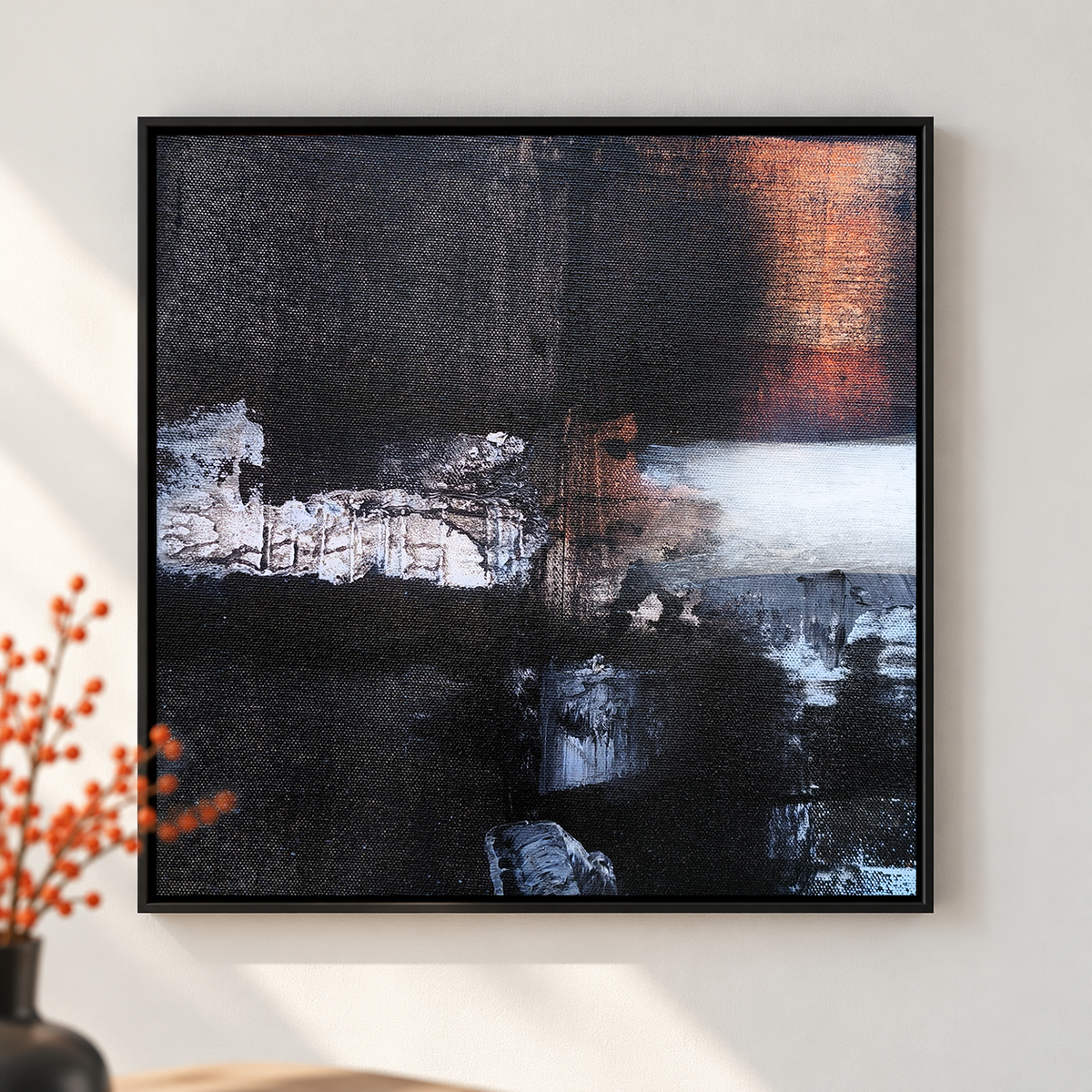 Charcoal Drift II | Abstract Textured Canvas Painting by Sajaao