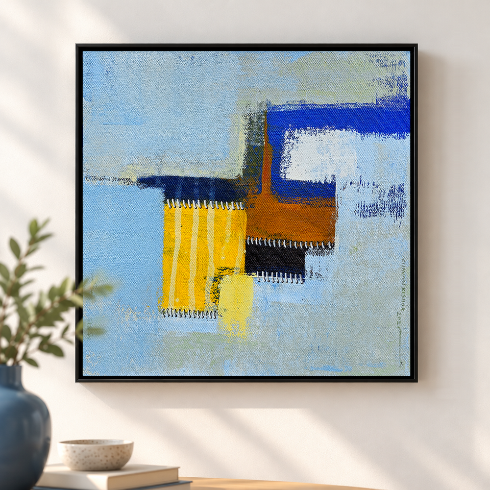 Patchwork Skyline II | Abstract Geometric Painting by Sajaao