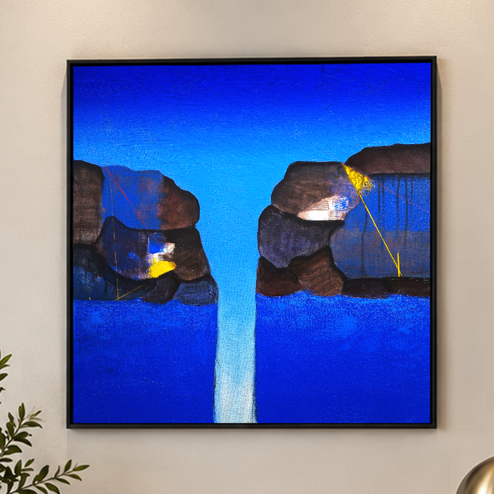 Sapphire Canyon | Abstract Waterfall Original Canvas Painting