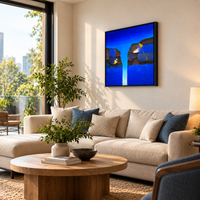 Sapphire Canyon | Abstract Waterfall Original Canvas Painting - Image 4