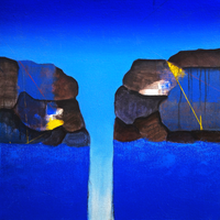 Sapphire Canyon | Abstract Waterfall Original Canvas Painting - Image 3