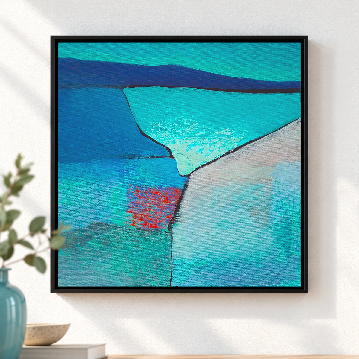Turquoise Cliff I | Abstract Landscape Original Canvas Painting