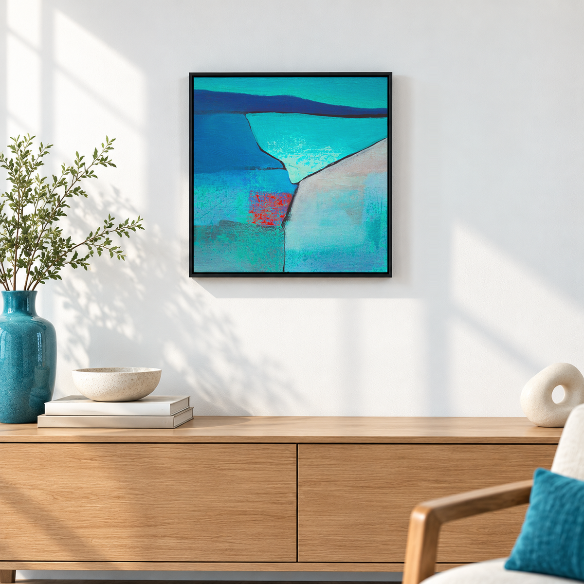 Turquoise Cliff I | Abstract Landscape Original Canvas Painting