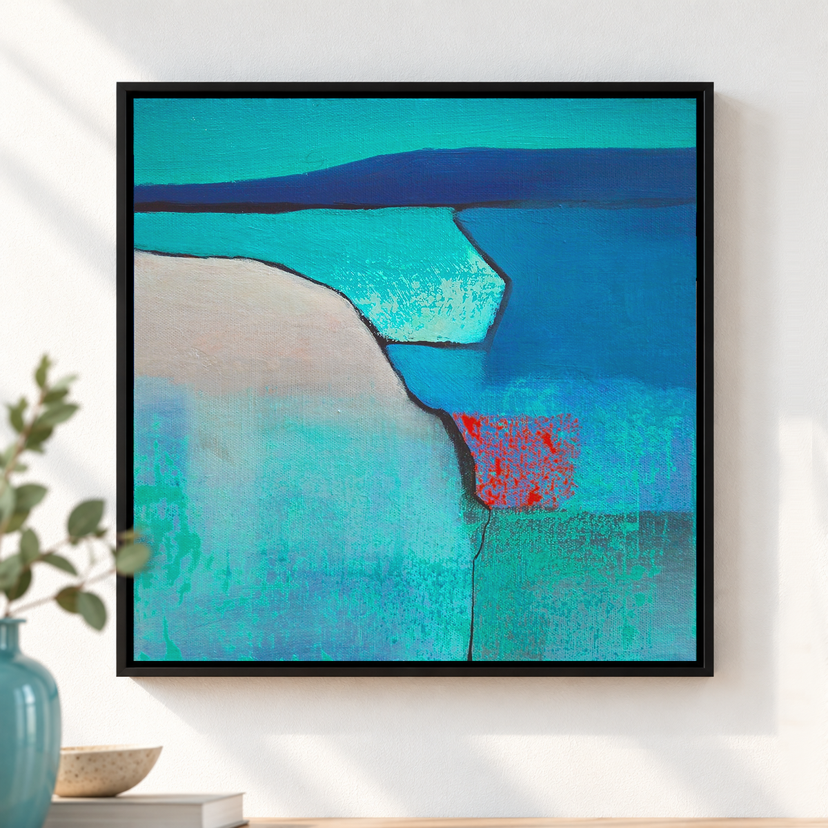Turquoise Cliff II | Abstract Landscape Original Canvas Painting
