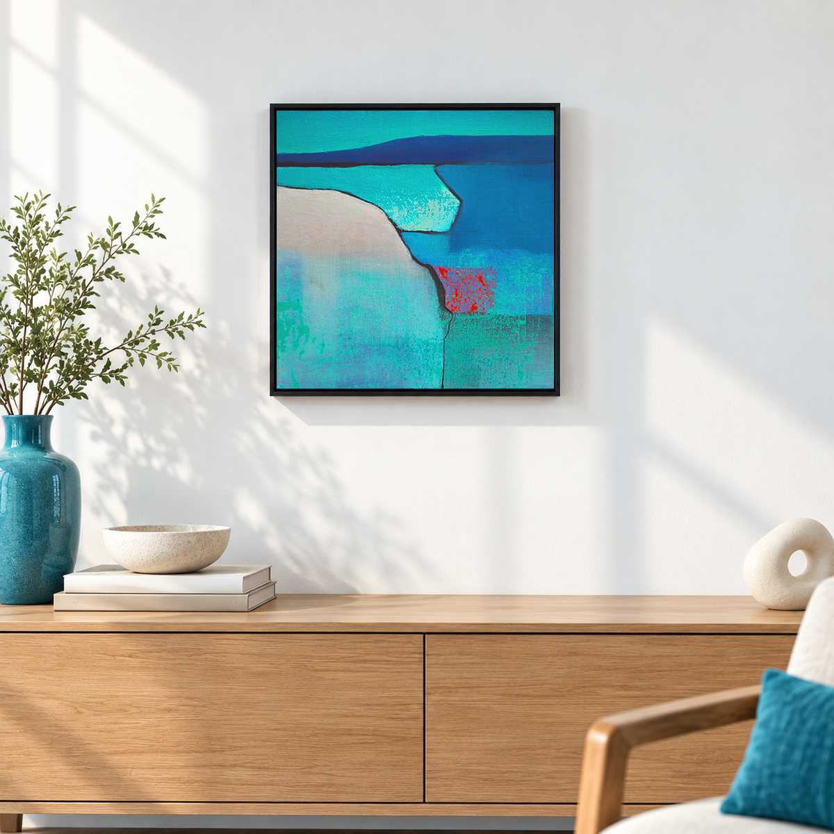 Turquoise Cliff II | Abstract Landscape Original Canvas Painting