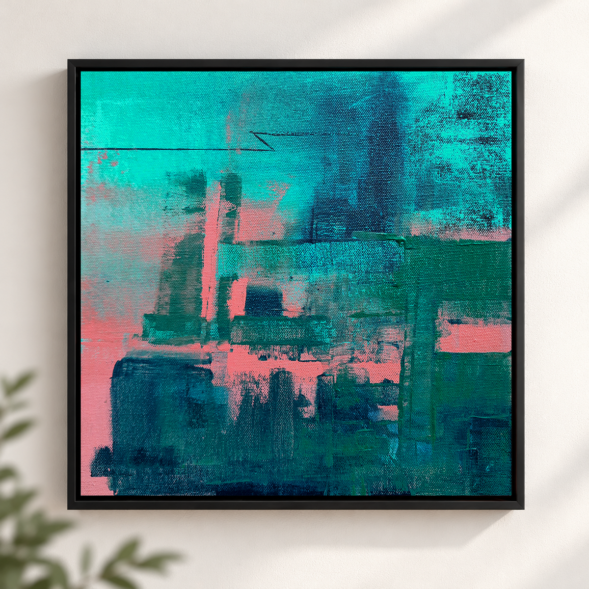 Coral Skyline II | Abstract Cityscape Original Acrylic Painting