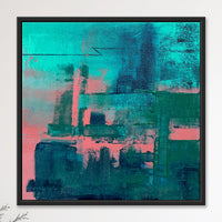 Coral Skyline II | Abstract Cityscape Original Acrylic Painting - Image 1