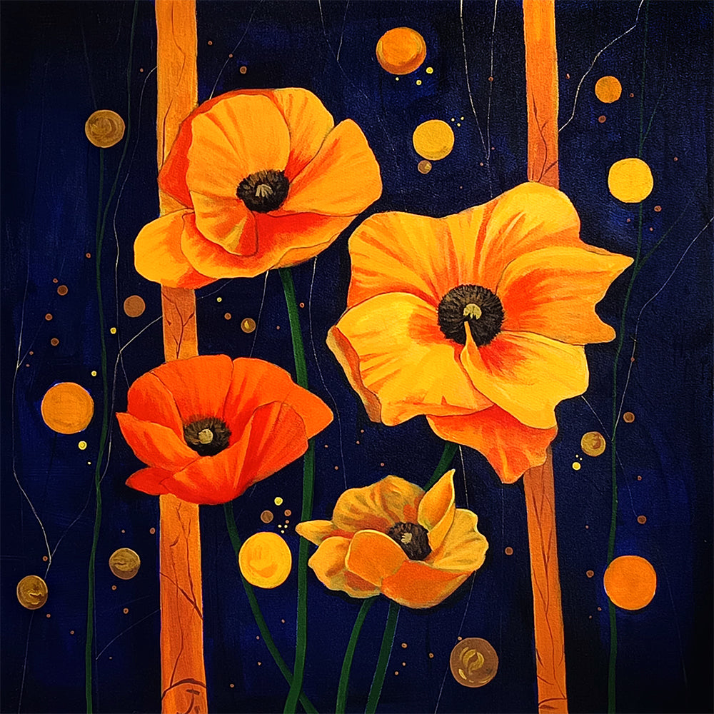 Radiant Petals Paintings | Flower Canvas Painting | Vibrant Floral Paintings