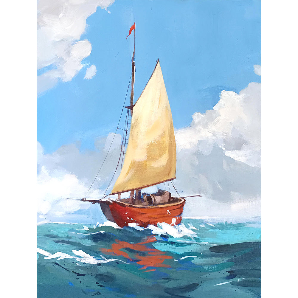 Waves of Solitude Painting | Serene Ocean Landscape Art for Tranquil Spaces