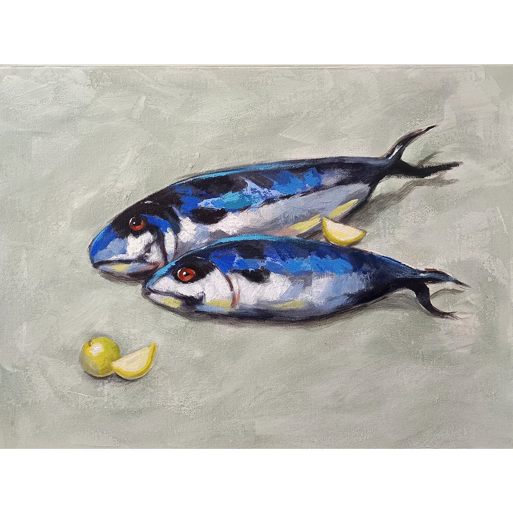 Slice of the Sea Painting | Decorative Sea Life Art for Dining Ambience Vibrant Realism Handmade Painting