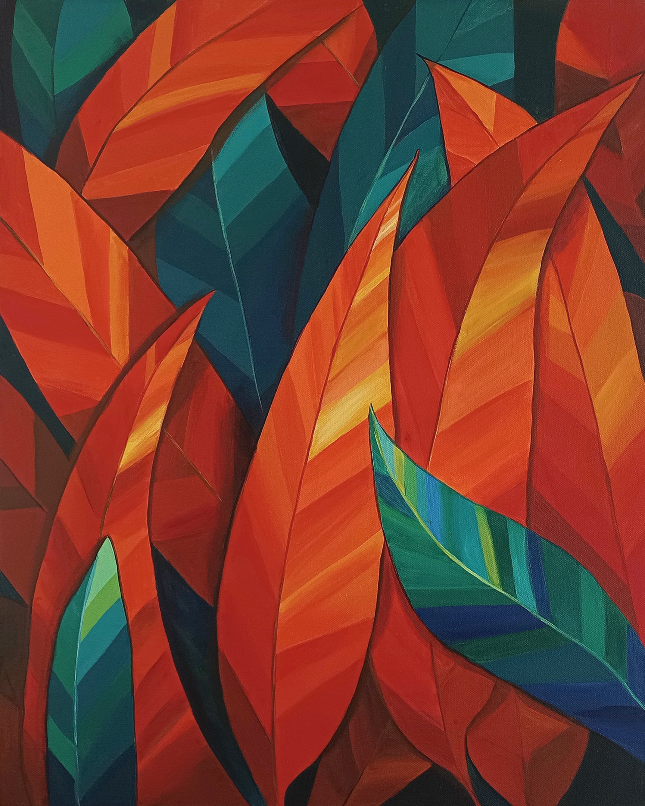 Leaves Orange Green