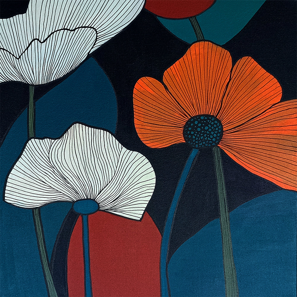 Abstract Floral Bloom Paintings | Abstract Flower Canvas Paintings