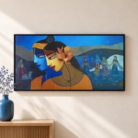 Radha Krishna Dual Profile | Original Devotional Painting - Image 1