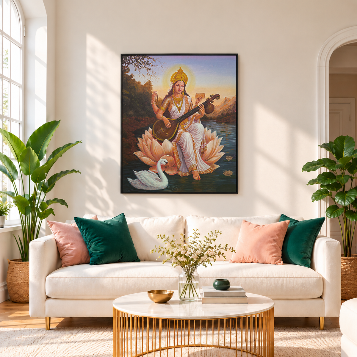 Saraswati | Goddess of Knowledge Delicately Rendered Painting