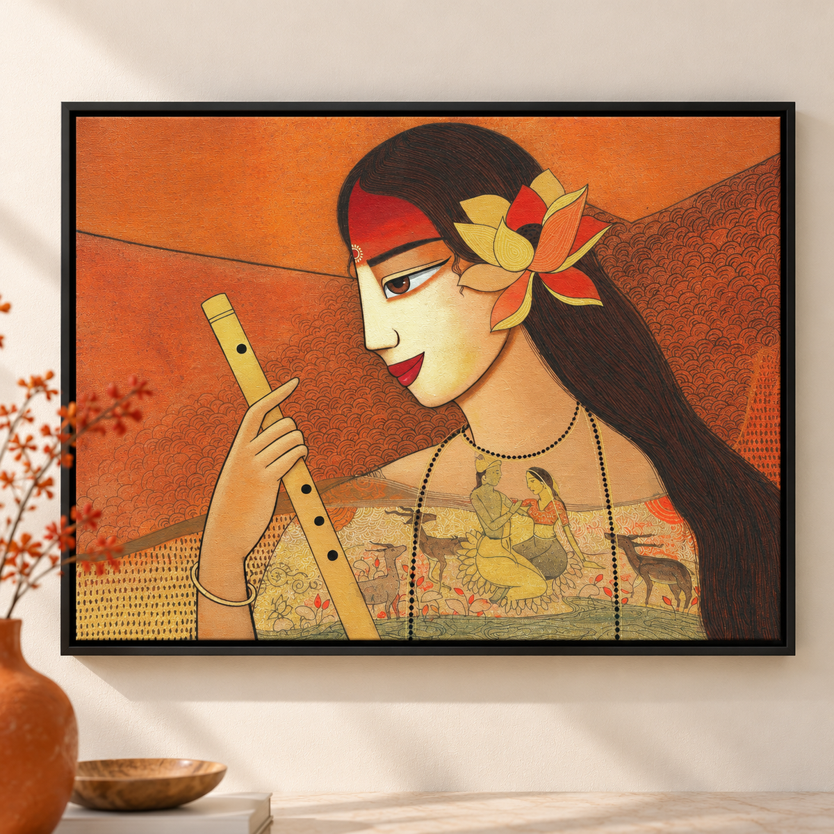 Radha's Devotion | Radha Portrait Delicately Rendered Painting