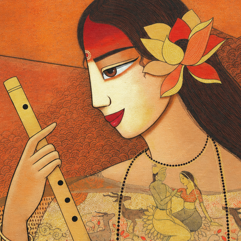 Radha's Devotion | Radha Portrait Delicately Rendered Painting