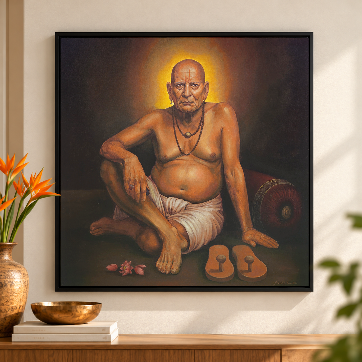 Swami Samarth | Devotional Saint Portrait Painting by Sajaao