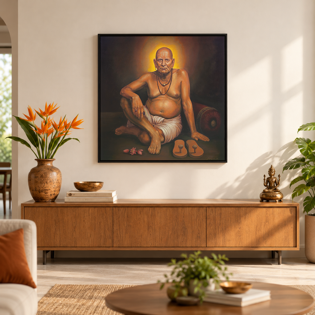 Swami Samarth | Devotional Saint Portrait Painting by Sajaao