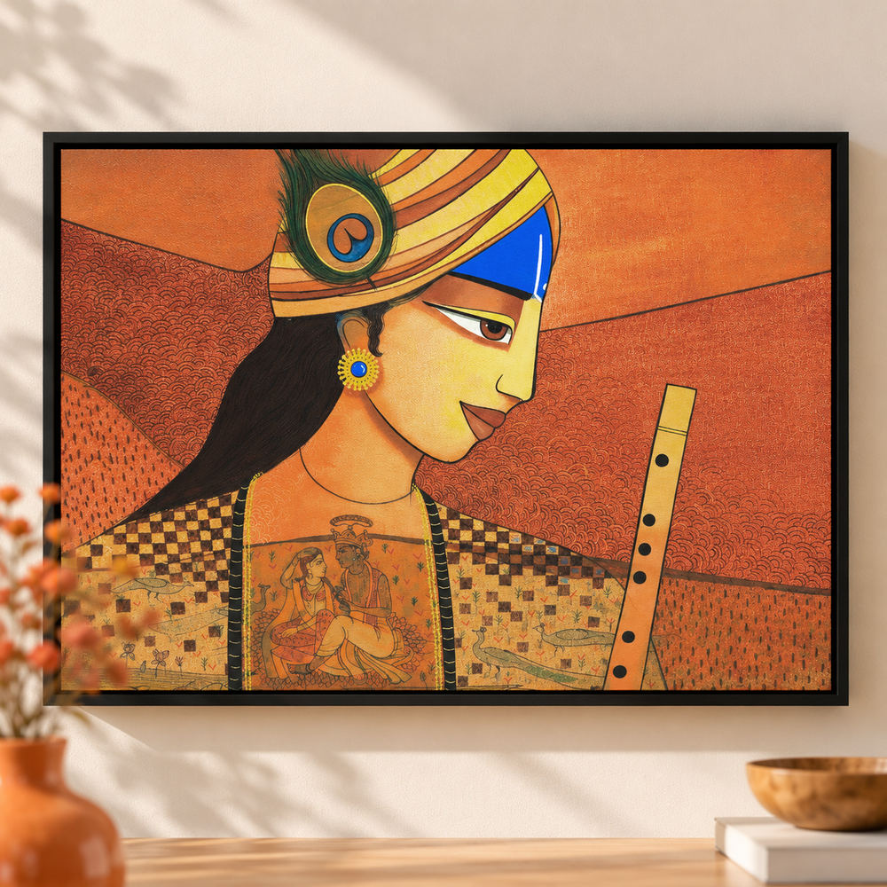 Krishna's Divine Presence | Lord Krishna Painting by Sajaao