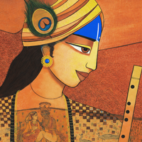 Krishna's Divine Presence | Lord Krishna Painting by Sajaao - Image 2