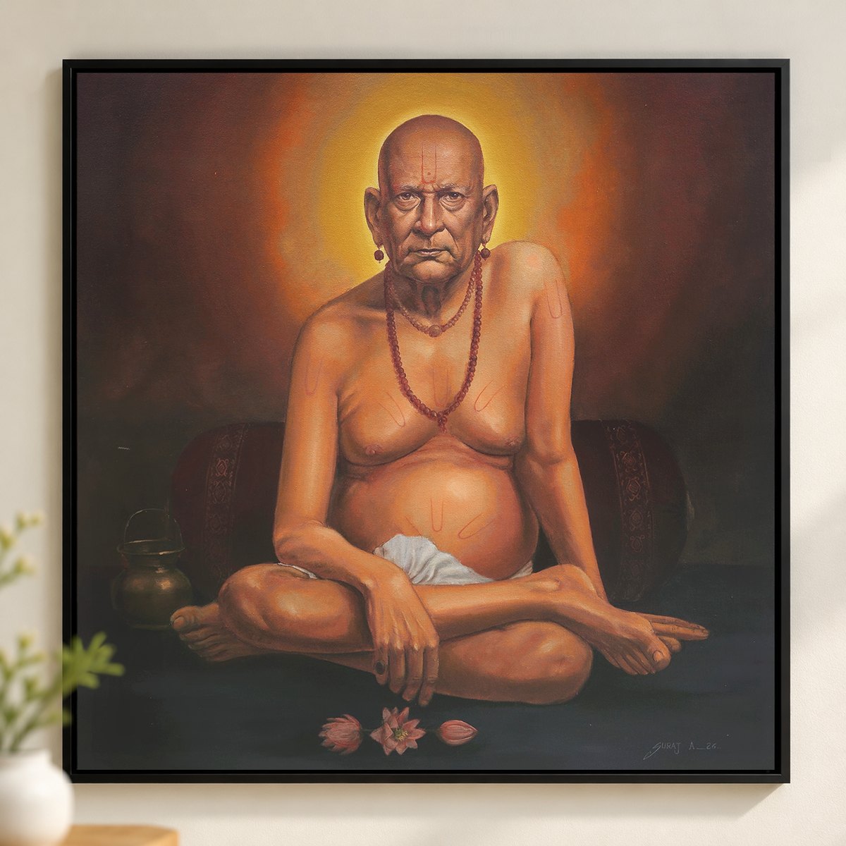 Swami Samarth in Blessing | Saint Portrait Painting by Sajaao