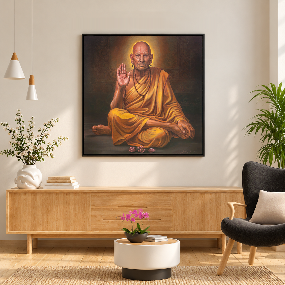 Swami Samarth in Stillness | Saint Portrait Painting by Sajaao