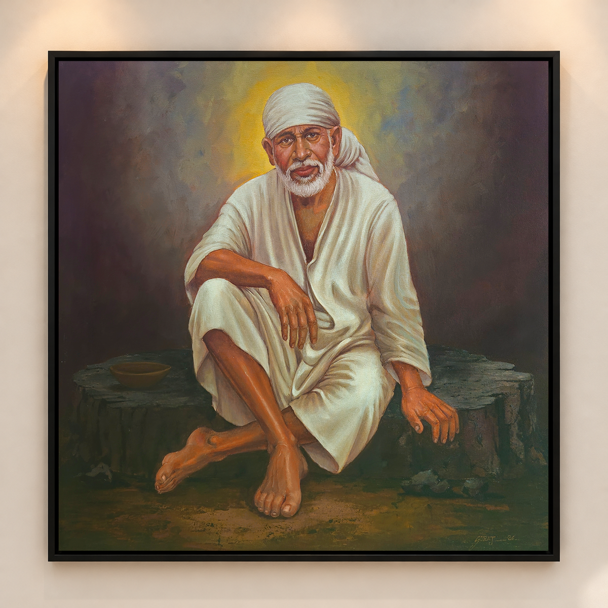Shirdi Sai Baba | Original Devotional Painting with Halo