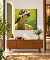 Stylised Turban Portrait | With Krishna Leela Inset Painting - Image 4