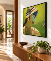 Stylised Turban Portrait | With Krishna Leela Inset Painting - Image 3