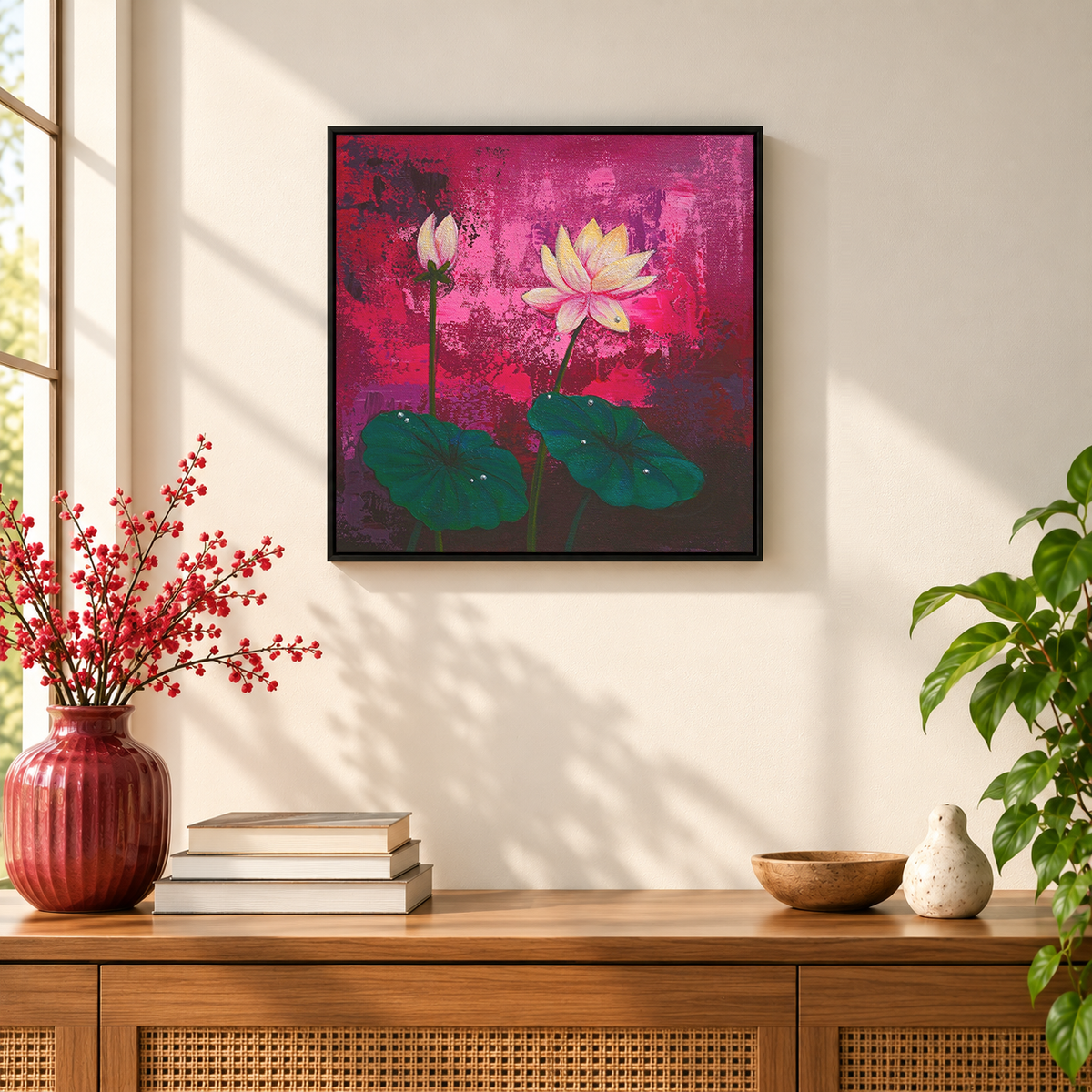 Lotus Blossom on a Magenta Backdrop I | Original Painting