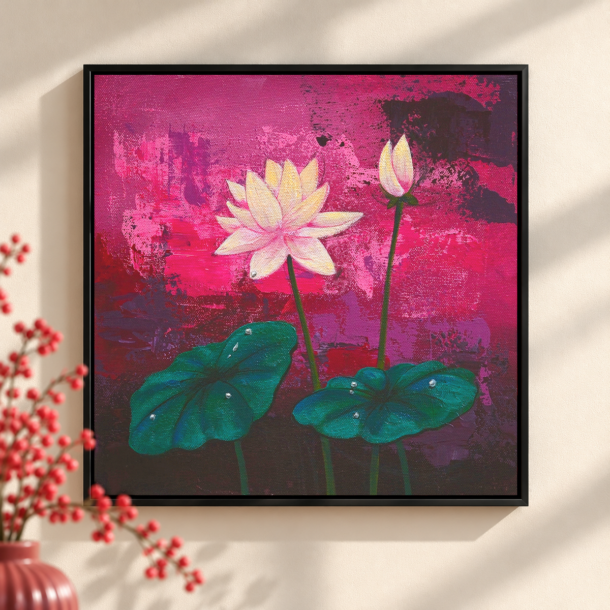 Lotus Blossom on a Magenta Backdrop II | Original Painting
