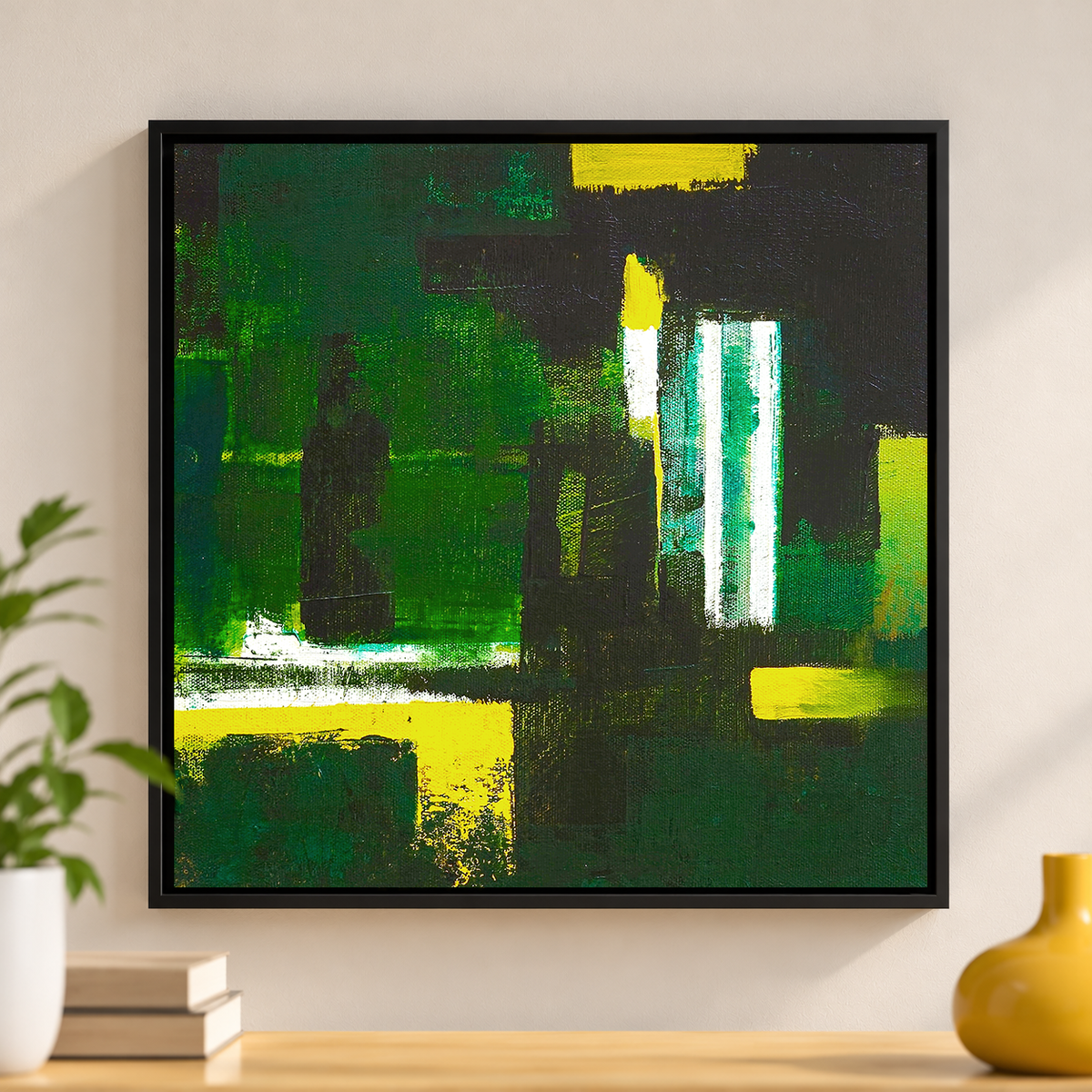 Emerald Skyline I | Abstract Cityscape Original Canvas Painting