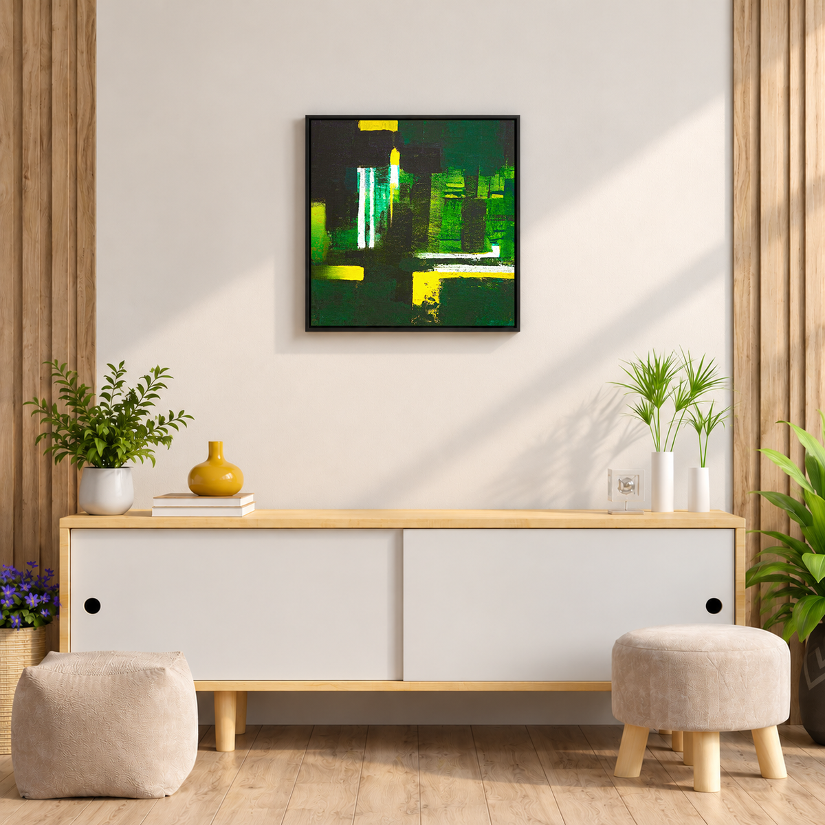 Emerald Skyline II | Abstract Cityscape Original Painting