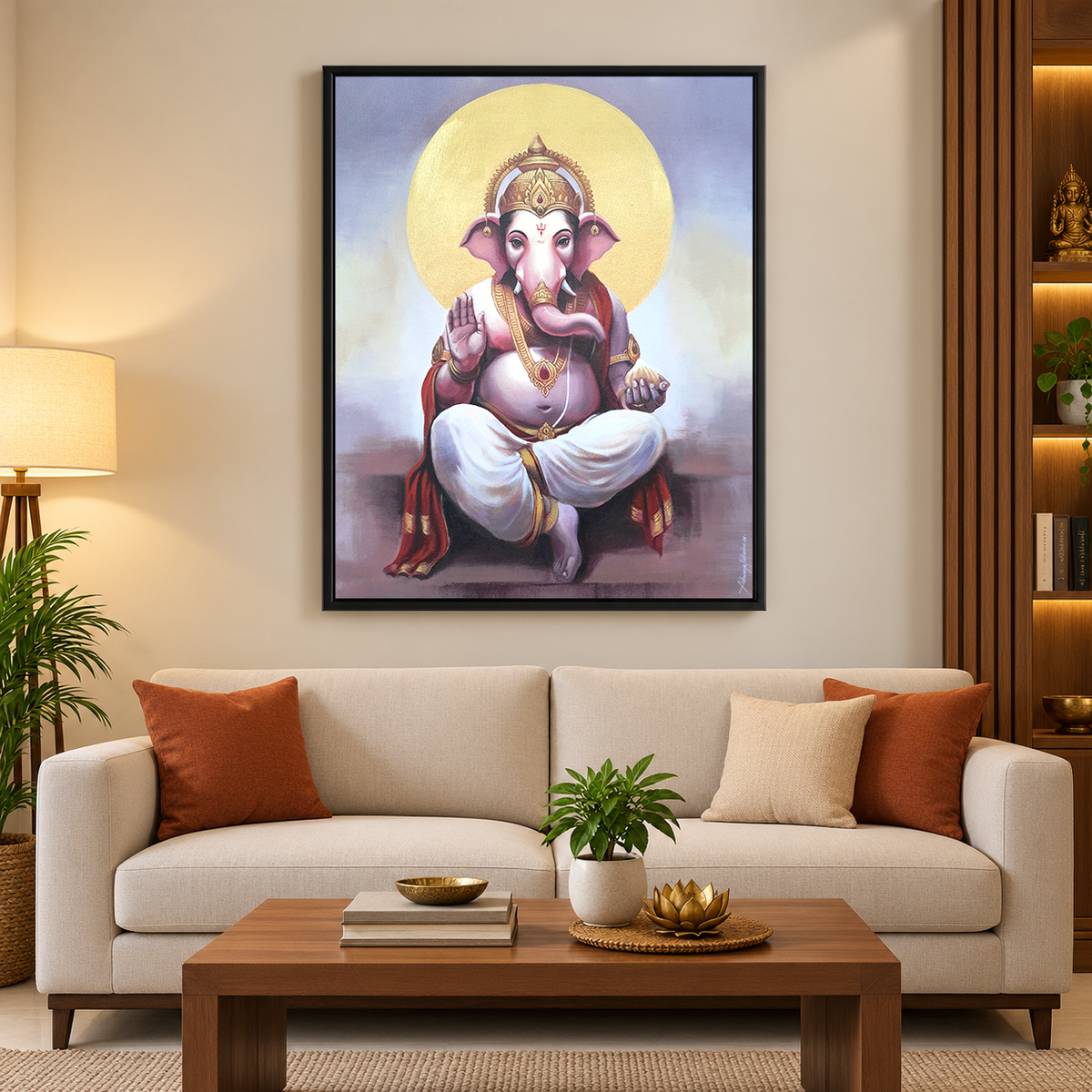 Handmade Lord Ganesha Painting | Vighnaharta Ganpati Artwork