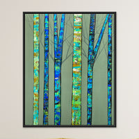 Jewel Toned Birch Grove II | Original Handmade Abstract Painting - Image 1