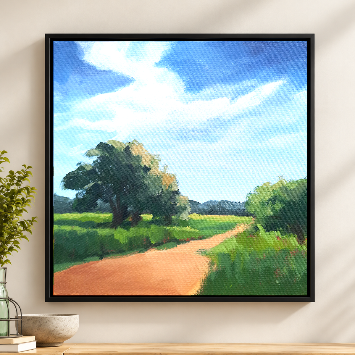 Country Road under a Summer Sky | Original Handmade Oil Painting