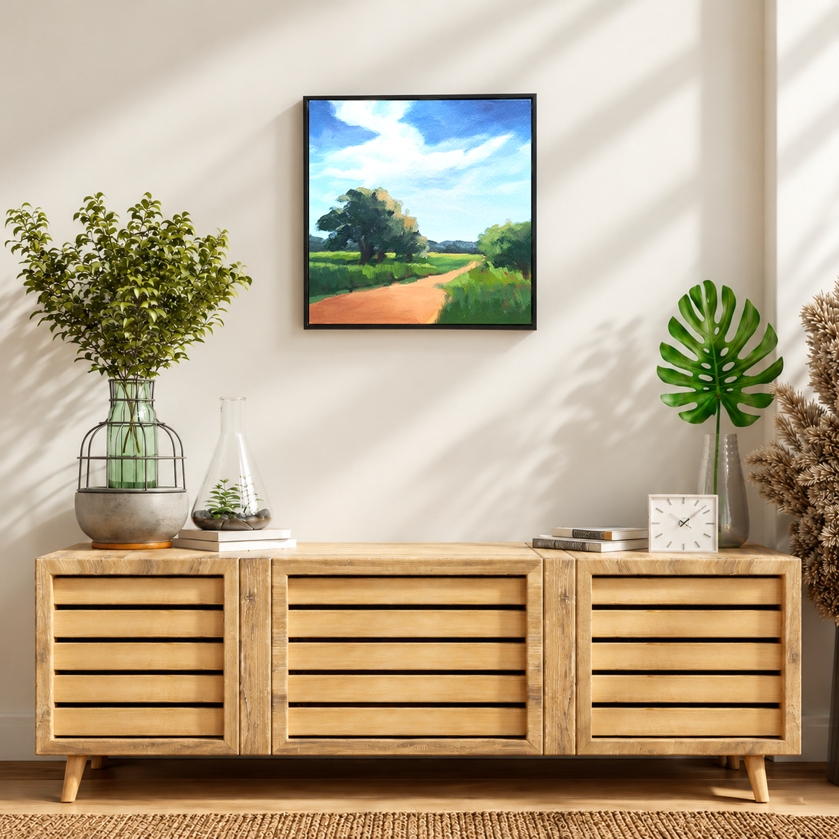 Country Road under a Summer Sky | Original Handmade Oil Painting