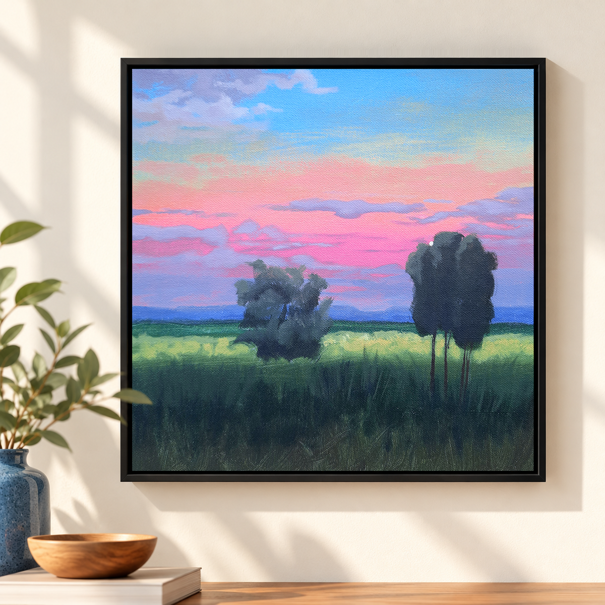 Pastel Sunset Meadow | Original Handmade Oil Landscape Painting