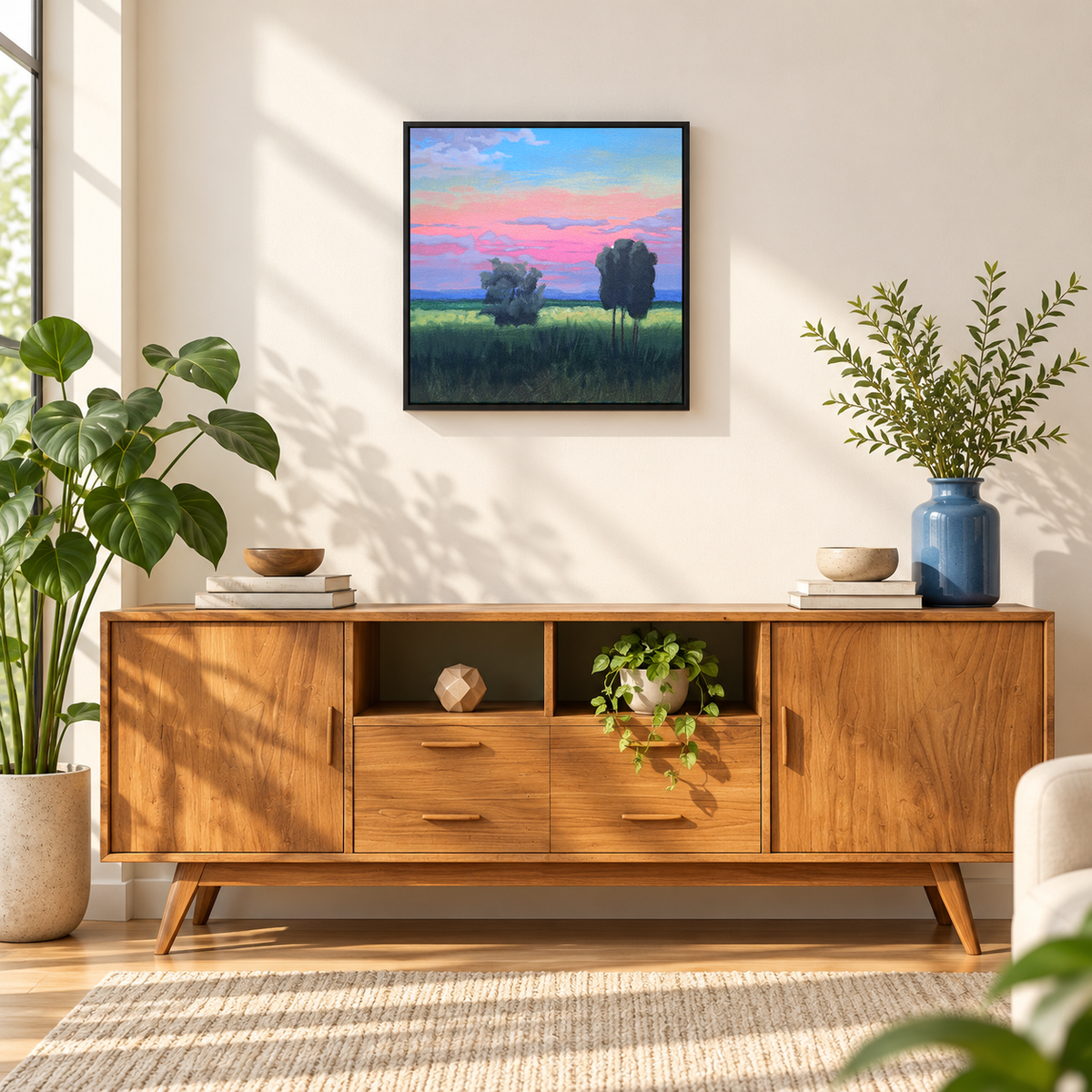 Pastel Sunset Meadow | Original Handmade Oil Landscape Painting