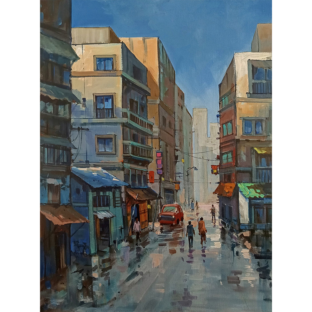 Midday Mosaic House Art | Original Landscape Canvas Celebrating Daytime Energy