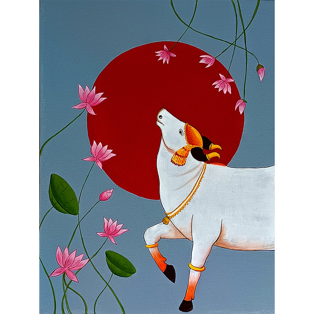 Pichwai Cows Paintings | Tranquil Cows And Lotus | Traditional Indian Art Painting