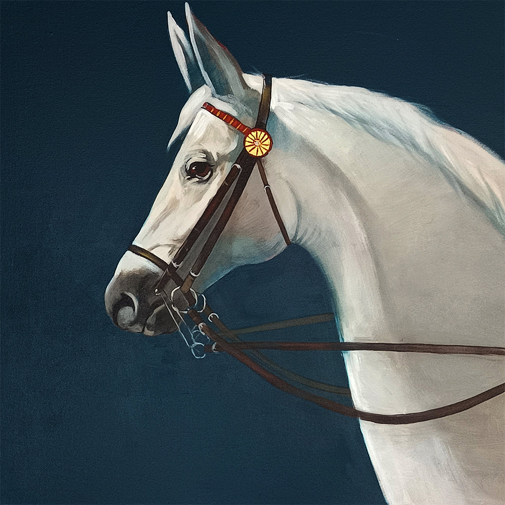 White Horse Paintings | Majestic Horse In Motion | Realism Handmade Painting